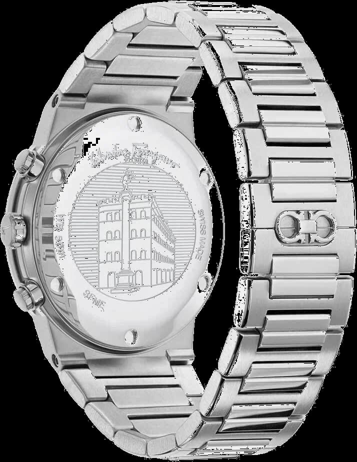 Cadran noir de la montre Salvatore Ferragamo SFME00321 en détail