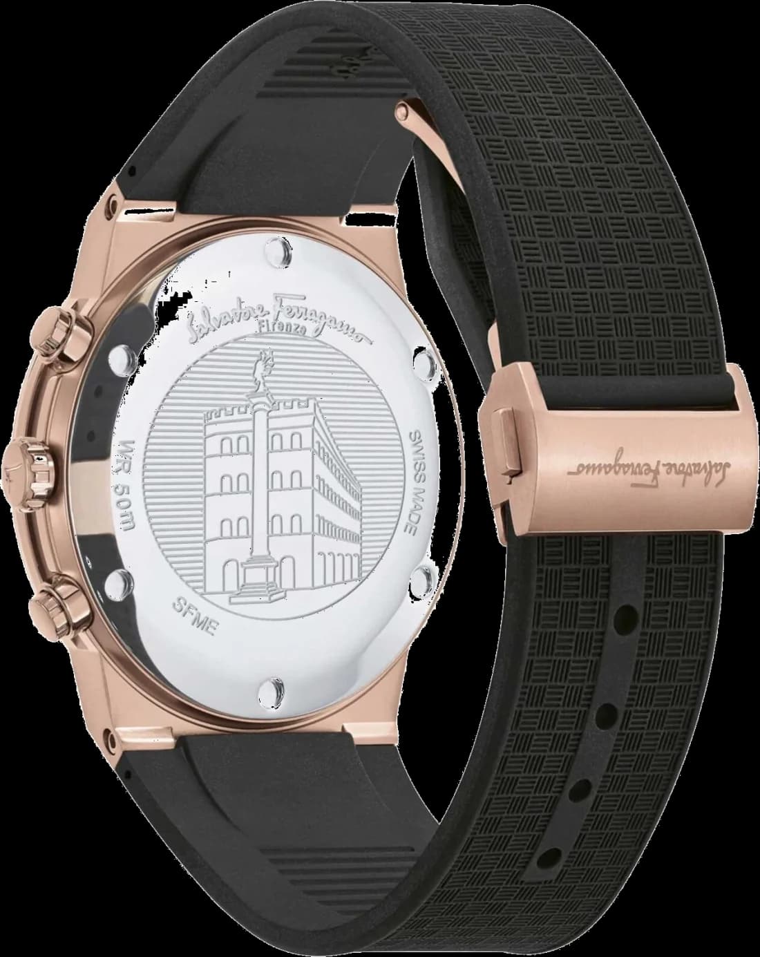 Cadran noir de la montre Salvatore Ferragamo SFME00721 en détail