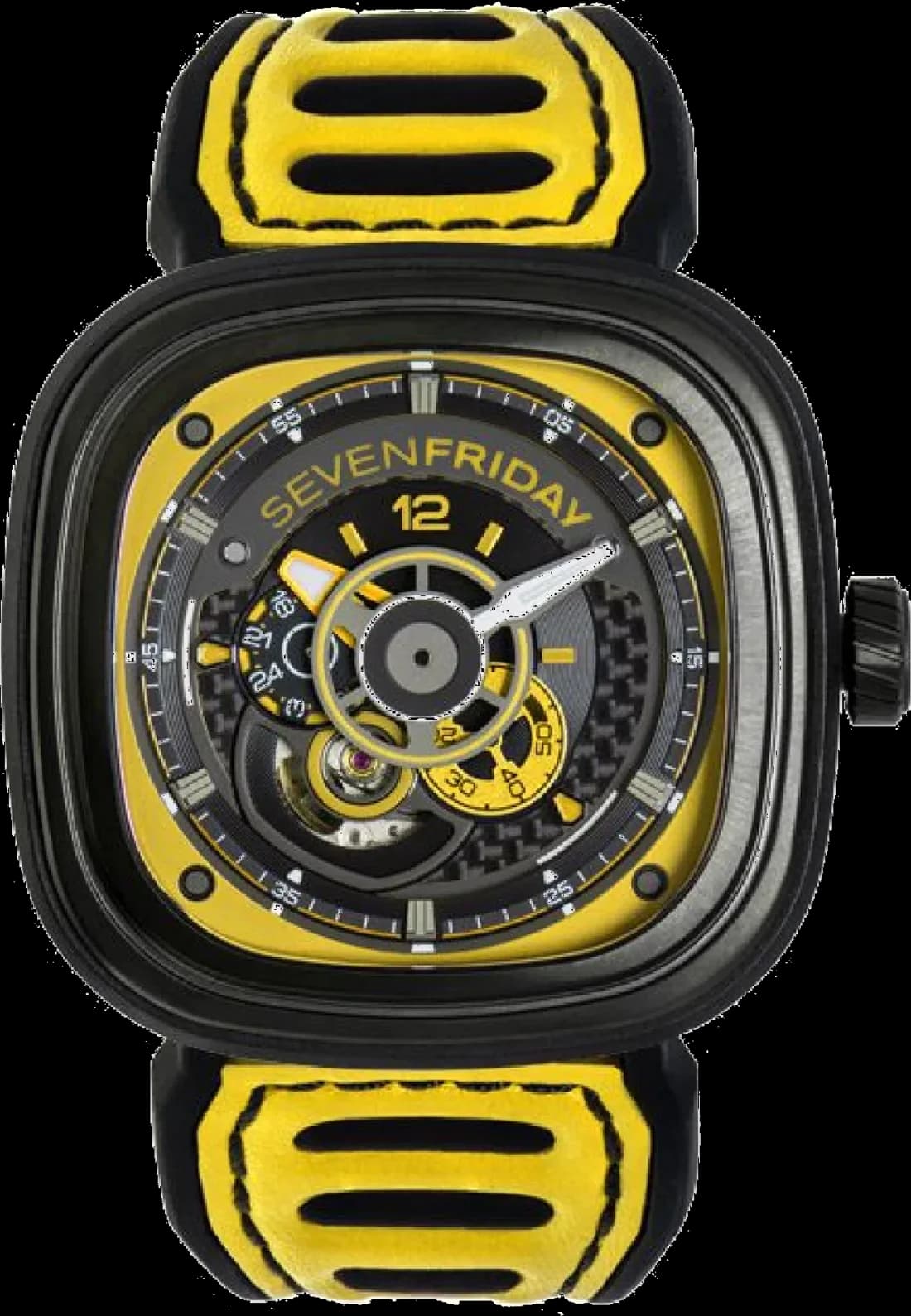 Montre homme Sevenfriday P3B/03, automatique bronze PVD cadran multicolore cuir