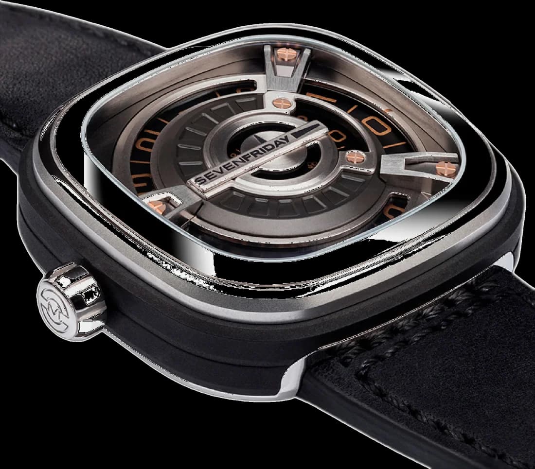 Profil de la montre Sevenfriday M1/03, boîtier argent