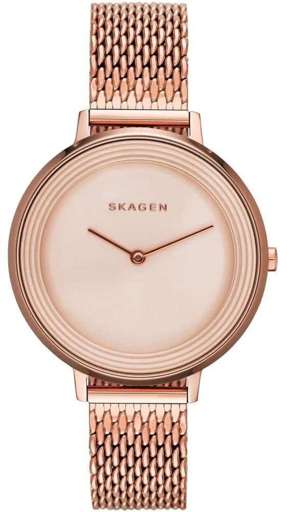 Montre femme Skagen SKW2334, cadran or rose minimaliste sur bracelet acier