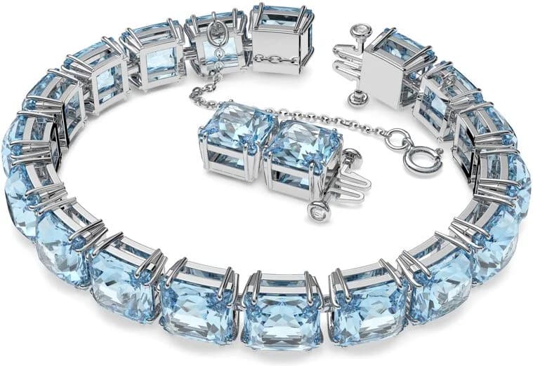 Cadran Swarovski 5614924 aux index et aiguilles rhodiés, avec cristaux Swarovski taille carrée pour un éclat unique