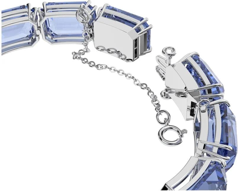 Bracelet Swarovski 5614927 en cuir bleu avec boucle ardillon rhodiée, finition lisse et raffinée