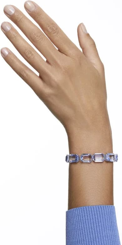 Boîtier Swarovski 5614927 en acier rhodié avec lunette ornée de cristaux taille octogone, vue de profil épurée
