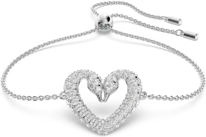Montre femme Swarovski 5625534, au cadran vide, bracelet métal maillons coeur cygnes plaqué rhodium