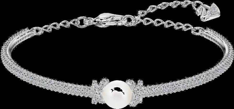 Montre femme Swarovski 5461083, jonc plaqué rhodium perle et cristaux