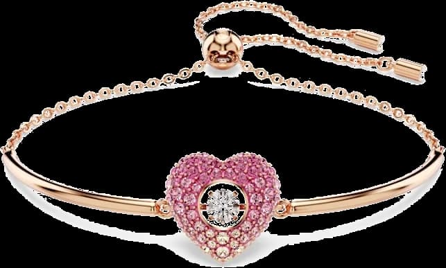 Montre femme Swarovski 5683581, bracelet jonc or rose avec coeur cristaux