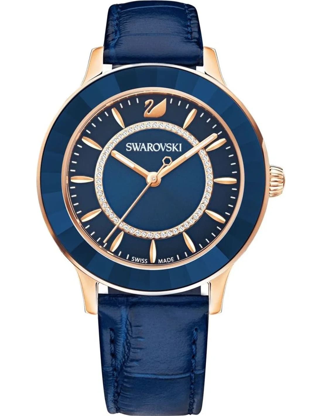 Montre femme Swarovski 5414413, bracelet cuir bleu cadran bleu