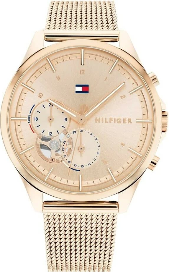Montre Tommy Hilfiger 1782486 au cadran blanc et index dorés, style élégant et féminin
