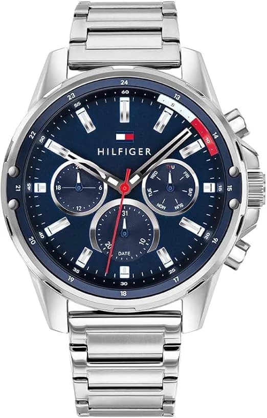 Montre homme Tommy Hilfiger 1791788, bleu, acier, chronographe sportif