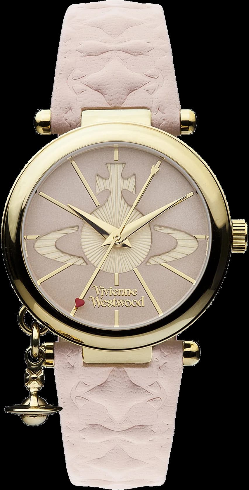 Montre femme Vivienne Westwood VV006PKPK, cadran rose, bracelet cuir, boîtier doré