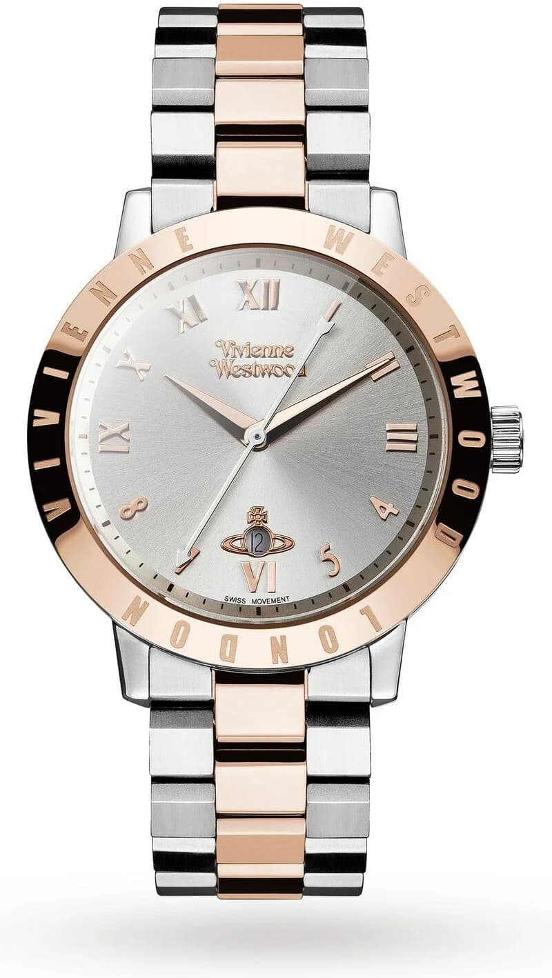 Montre femme Vivienne Westwood VV152RSSL, cadran argenté, bracelet acier bicolore