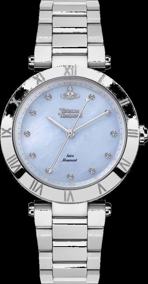 Montre Femme Vivienne Westwood Montagu VV206BLSL bracelet argent en acier cadran bleu nacré