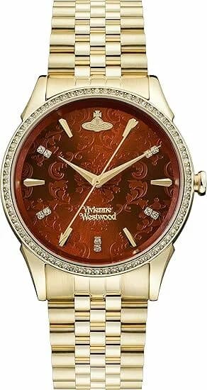 Montre femme Vivienne Westwood VV208RDGD, bracelet acier doré, cadran rouge