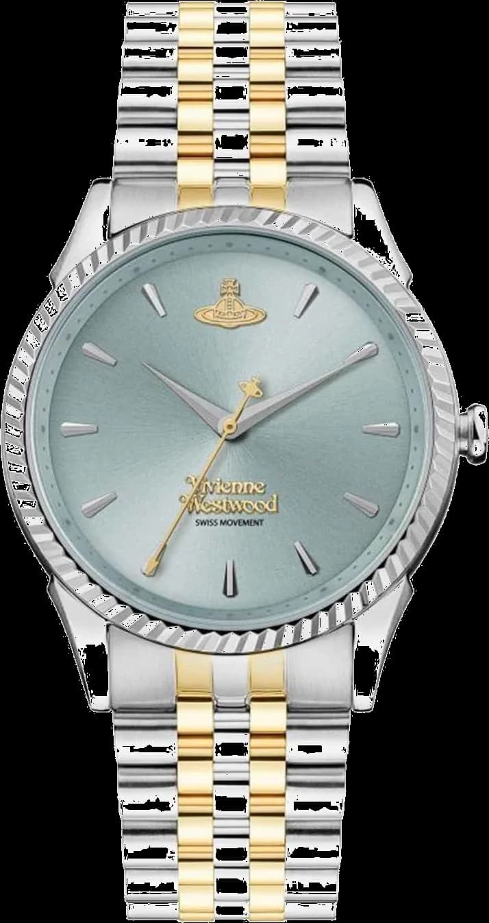 Montre femme Vivienne Westwood VV240LGRSG, bracelet acier bicolore cadran turquoise