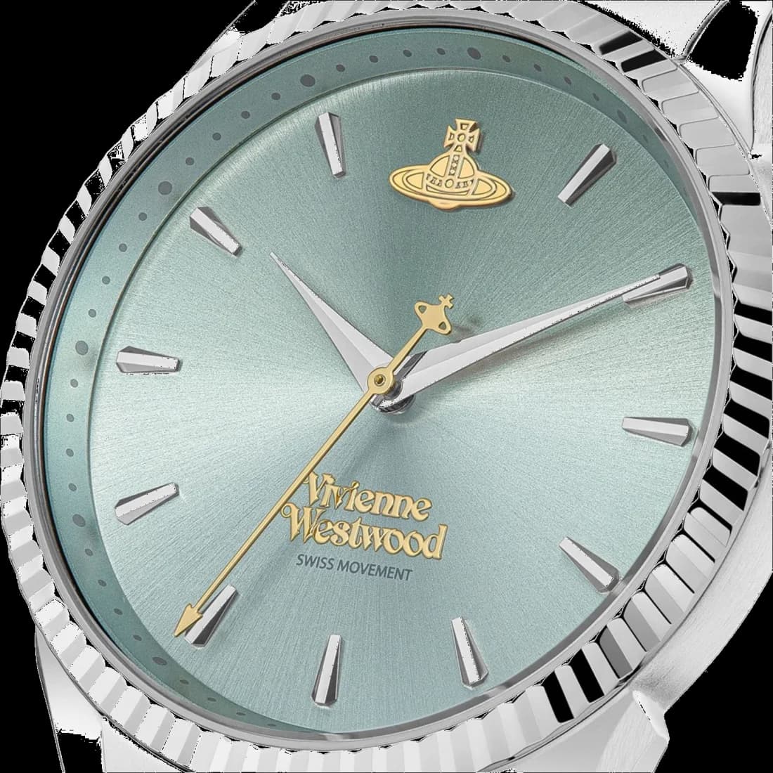 Cadran bleu de la montre Vivienne Westwood VV240LGRSG en détail