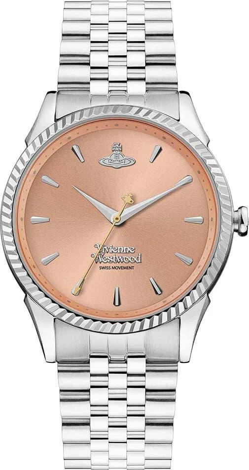 Montre femme Vivienne Westwood VV240PHSL, cadran orange, bracelet acier argenté