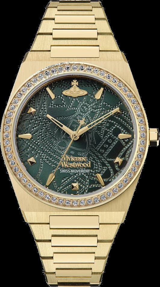 Montre femme Vivienne Westwood VV244GDGR, bracelet acier doré cadran vert