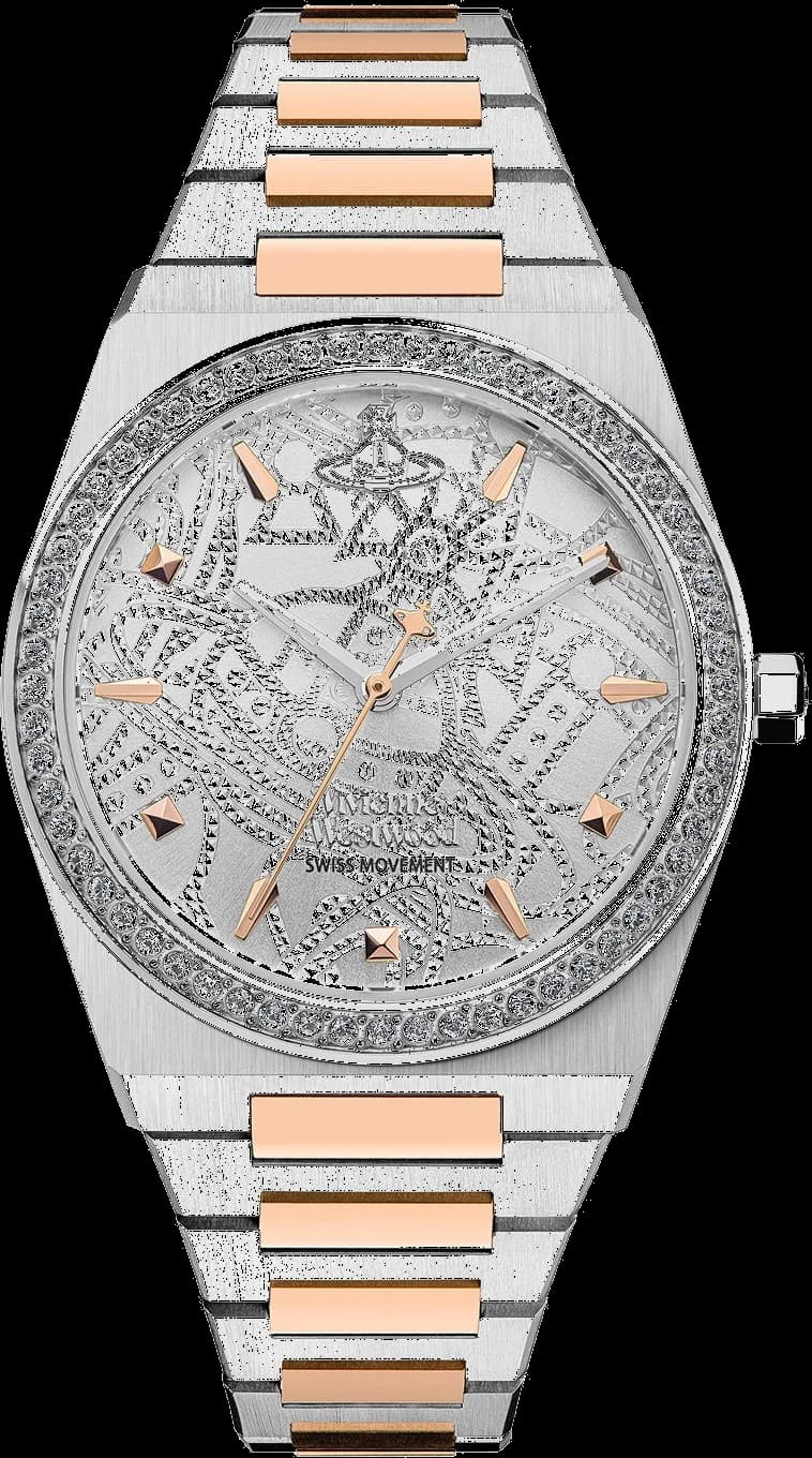 Montre femme Vivienne Westwood VV244WSSR, au cadran argent avec strass sur acier