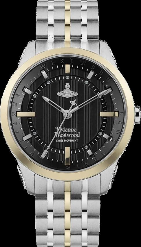 Montre femme Vivienne Westwood VV262BKSG, bracelet acier bicolore, cadran noir