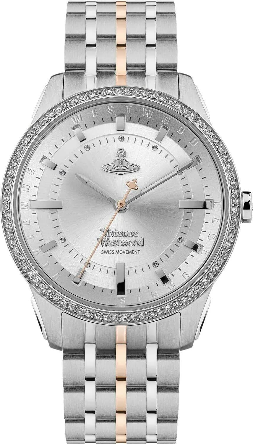 Montre femme Vivienne Westwood VV262WSSR, cadran argent, bracelet acier bicolore et strass