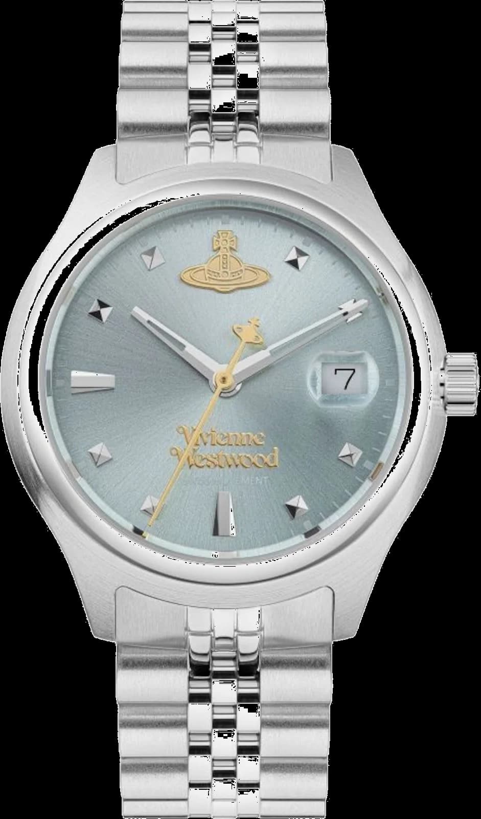Montre femme Vivienne Westwood VV311LBLSL, au cadran bleu et bracelet acier argenté