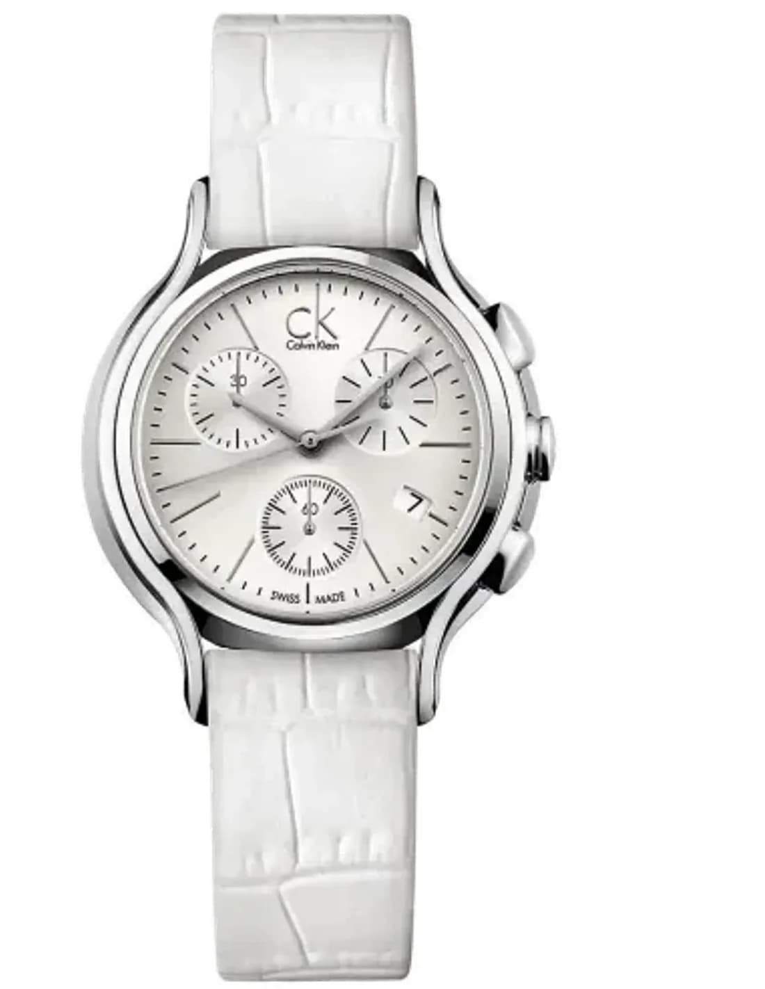 Montre Femme Calvin Klein K2U291L6 Chronomètre Bracelet Cuir Blanc
