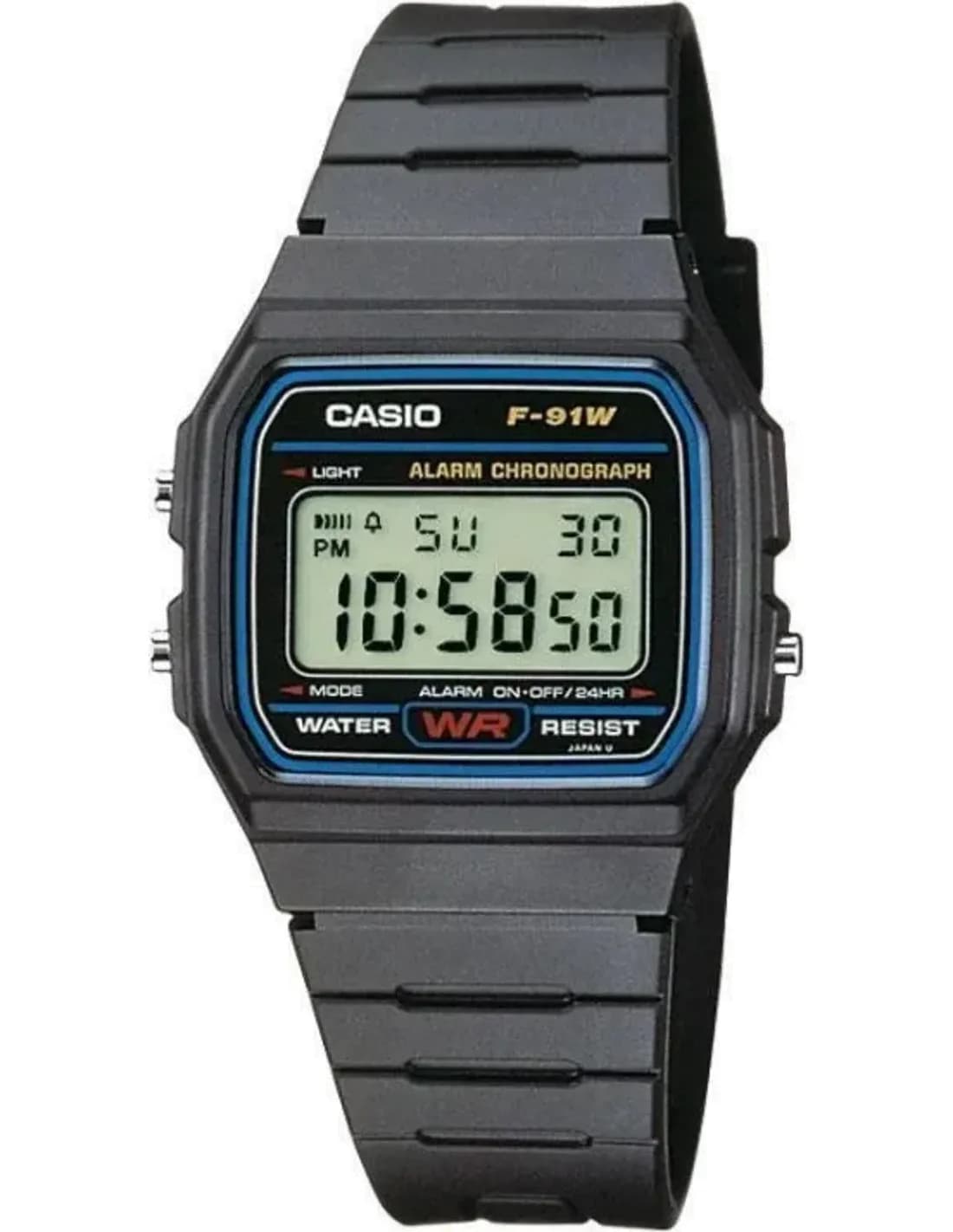 Montre unisexe Casio F-91W-1YEF, noir digitale résine avec chronomètre