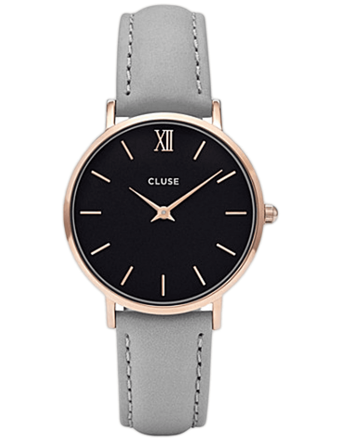 Montre Cluse Minuit CL30018 Ronde bracelet en cuir gris
