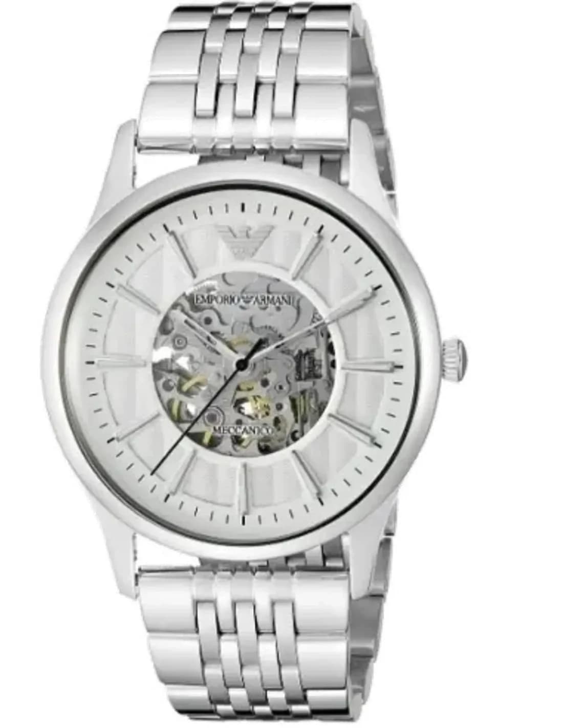 Montre Emporio Armani AR1945 Meccanico Cadran Squelette Argent