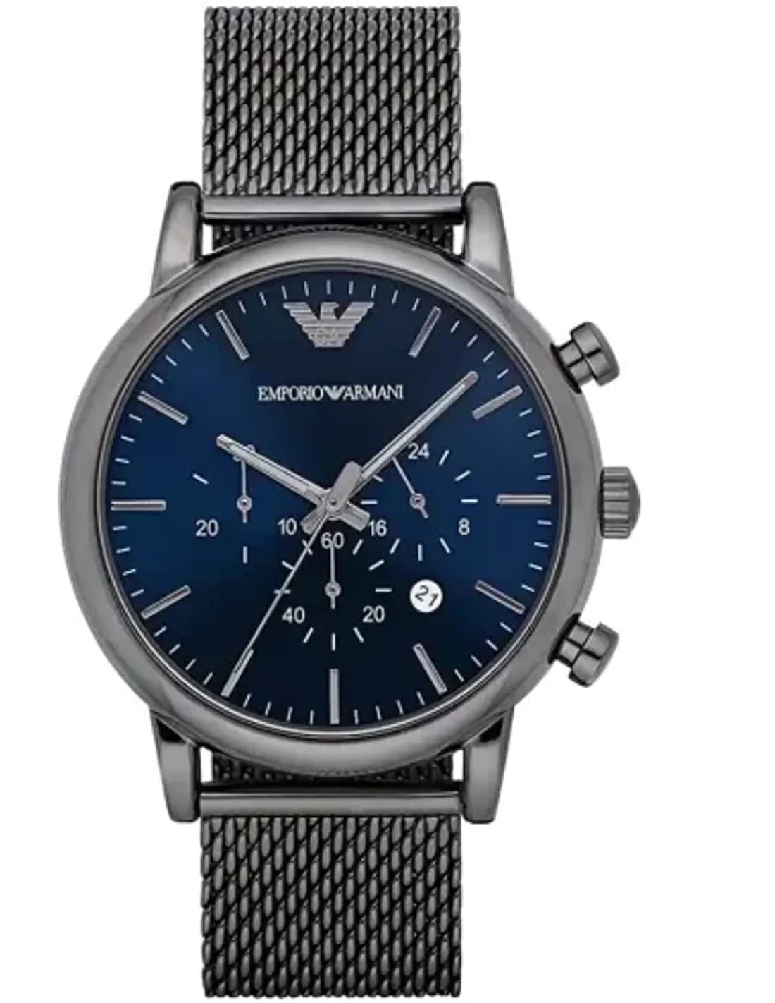 Montre Emporio Armani Luigi AR1979 Gunmetal bracelet en maille milanaise
