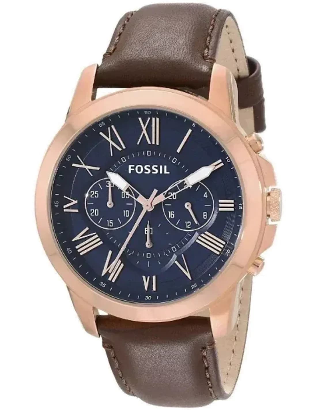 Montre Homme Fossil Grant FS5068 Bracelet cuir lisse marron