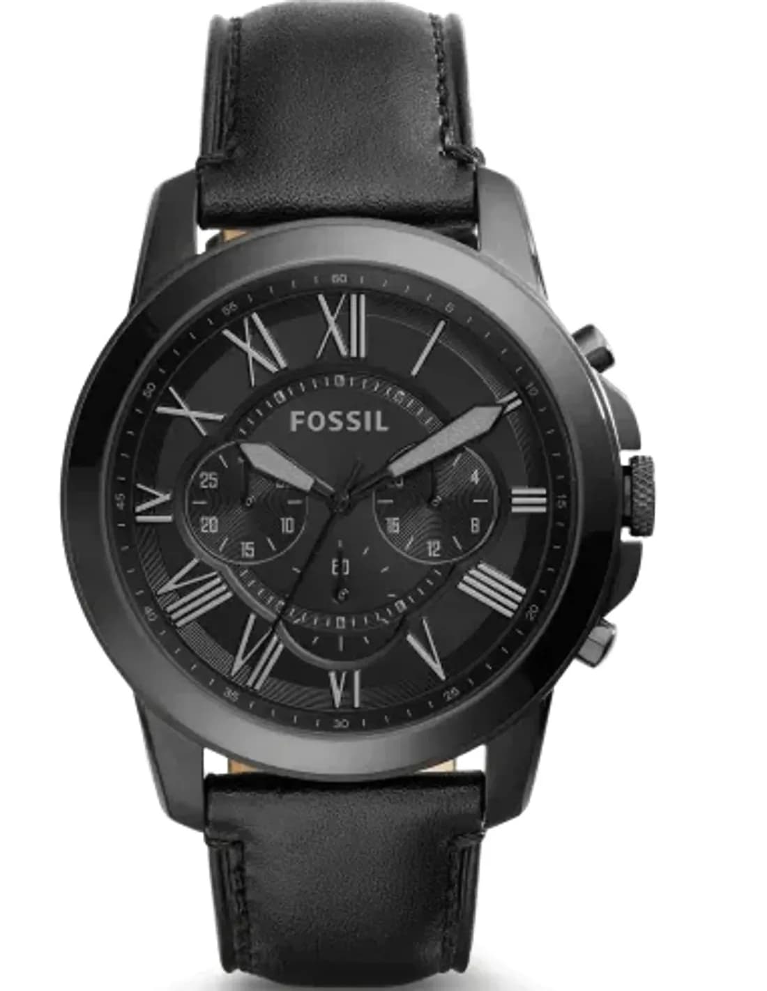 Montre Fossil FS5132 Chronographe Grant bracelet en cuir noir