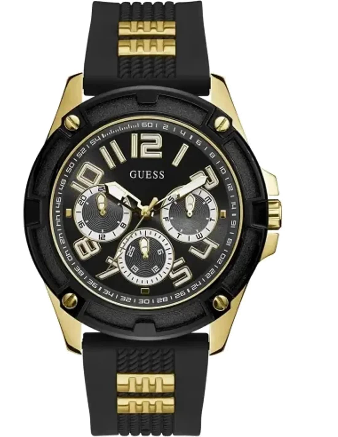Montre homme Guess GW0051G2, au cadran noir et bracelet silicone