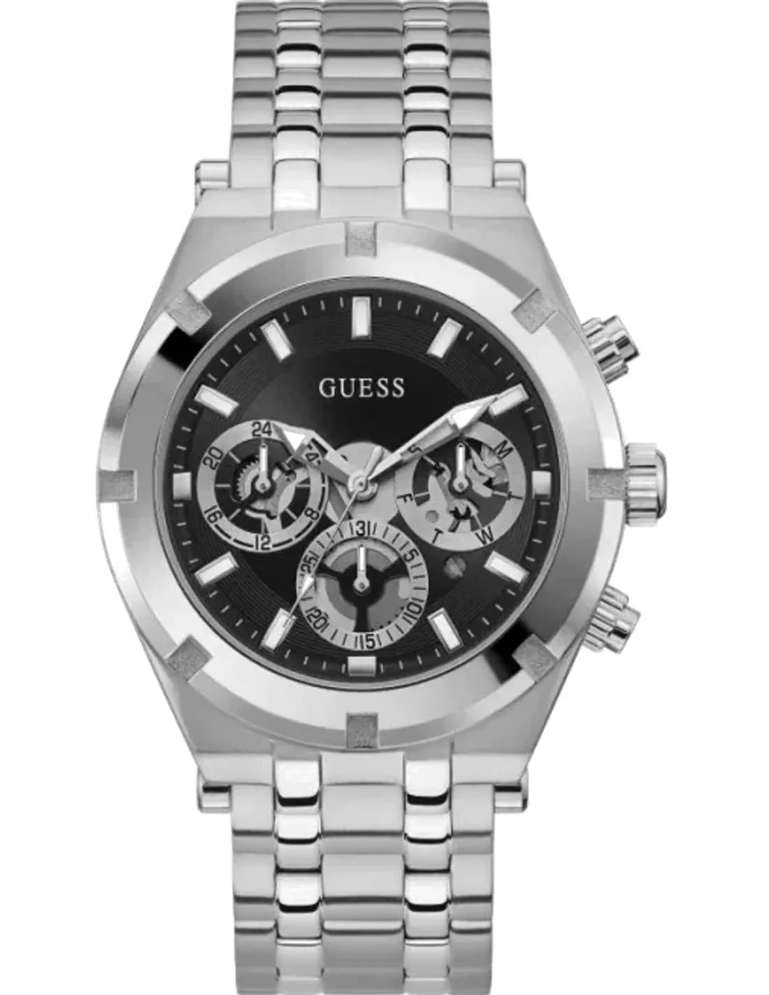 Montre Guess GW0260G1 Continental Acier Argent et Cadran Noir Multifonction