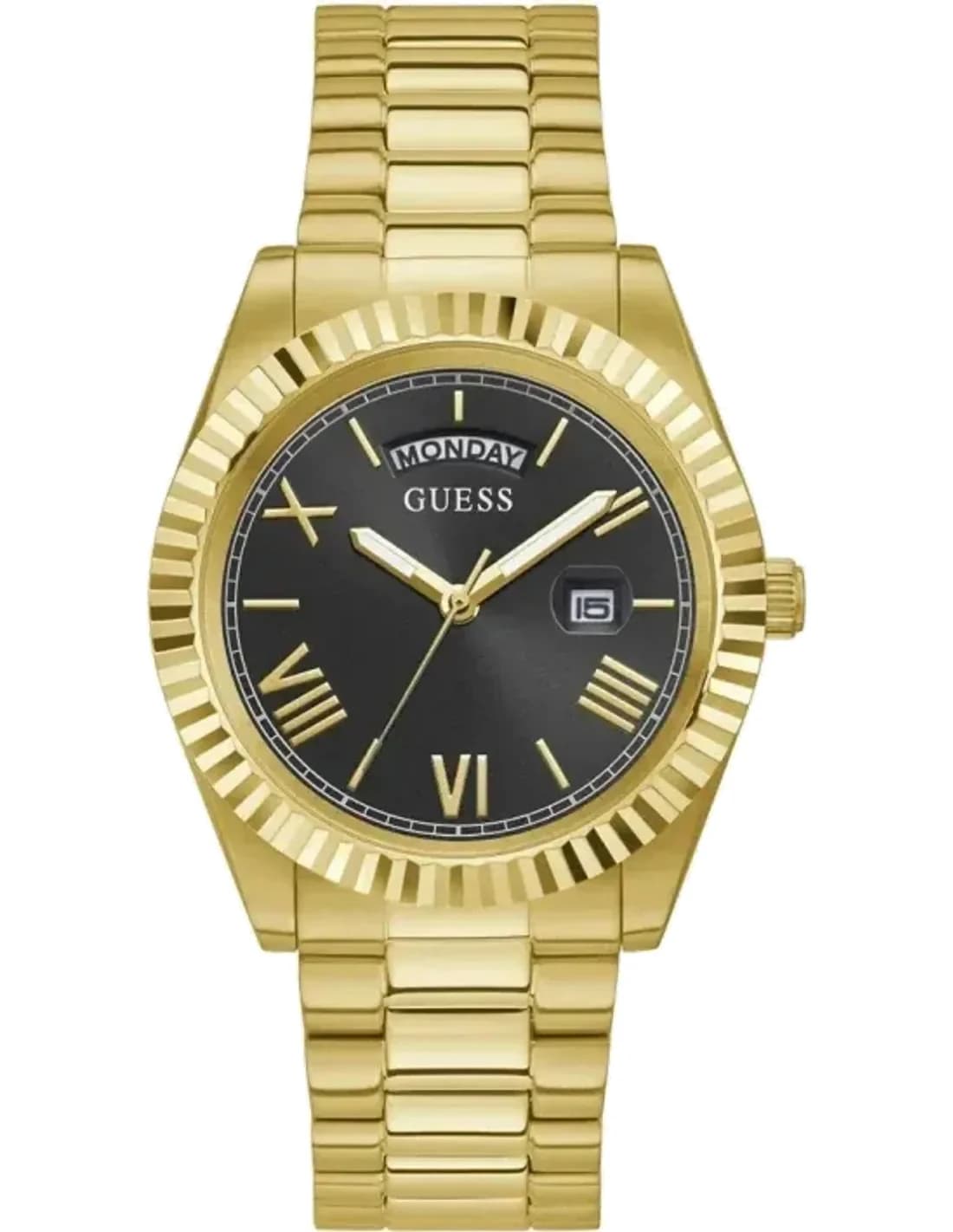 Montre Homme Guess Connoisseur GW0265G3 bracelet acier doré cadran noir