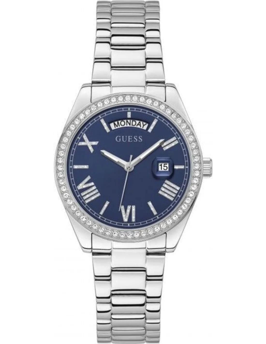 Montre femme Guess GW0307L1, cadran bleu et bracelet acier