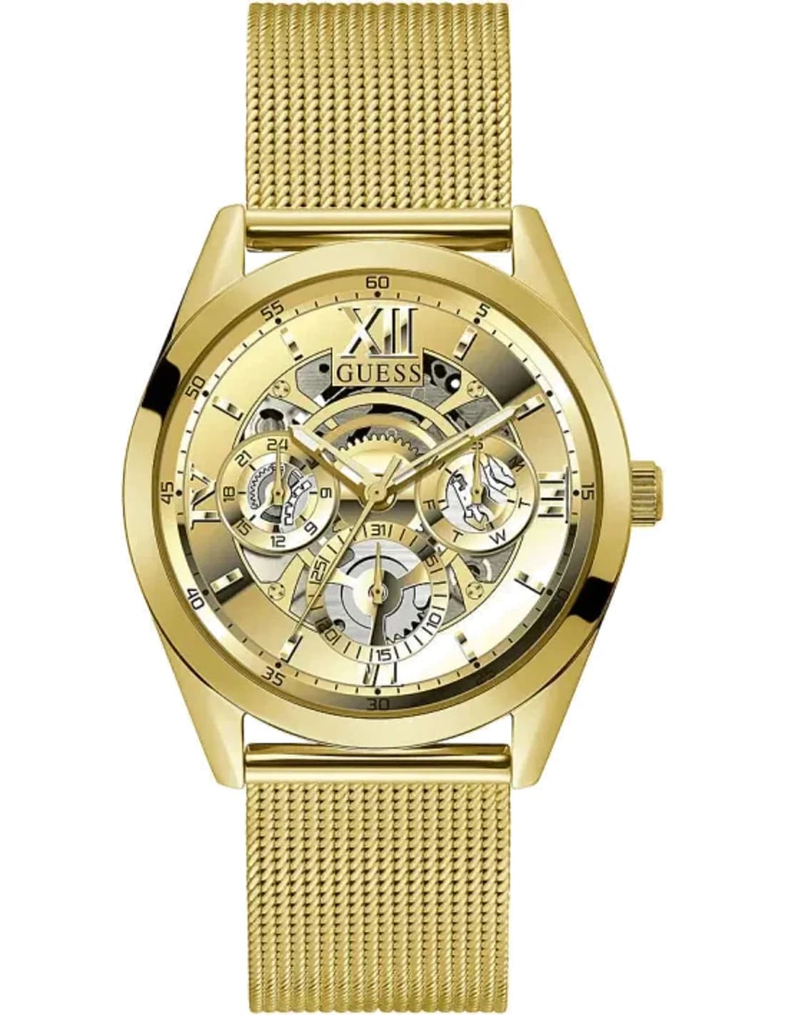 Montre Homme Guess Tailor GW0368G2 bracelet maille milanaise en acier doré
