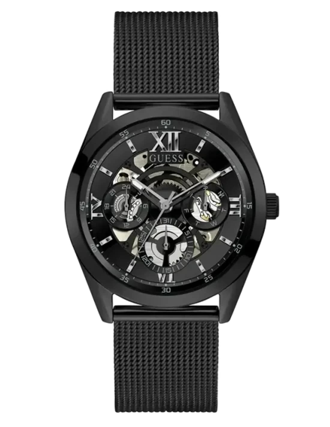 Montre homme Guess GW0368G3, maille acier noir