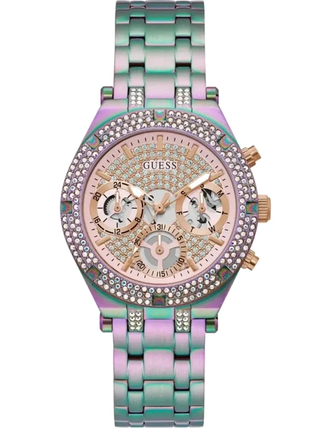 Montre Guess GW0440L3 Heiress Rainbow bracelet acier violet multicolore