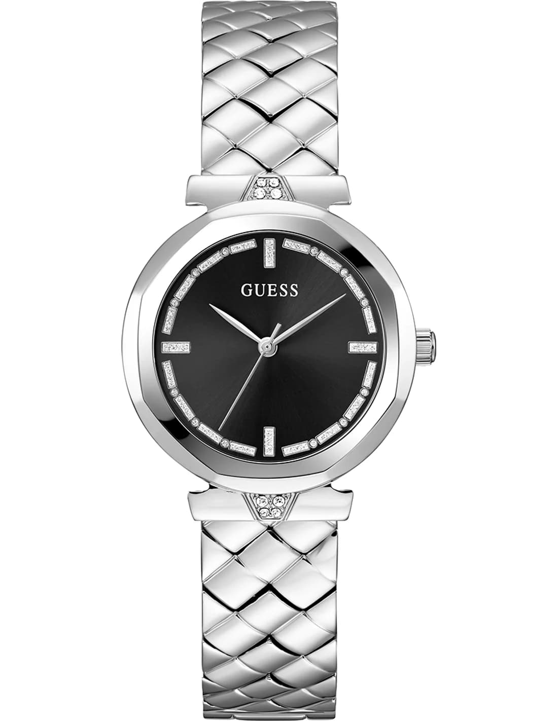Montre femme Guess GW0613L1, au cadran noir sur bracelet acier