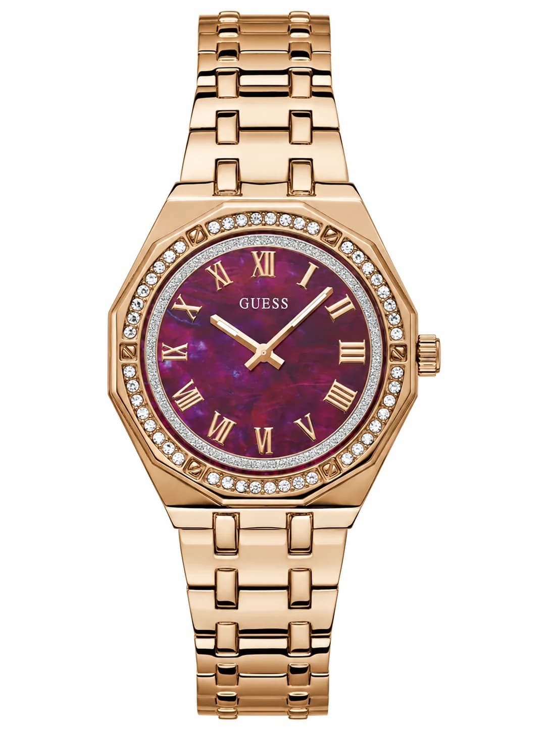 Montre femme Guess GW0770L3, cadran rouge bordeaux acier or rose