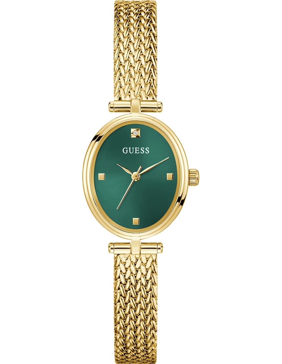 Montre femme Guess GW0935L2, cadran vert orné d'un bracelet maille milanaise