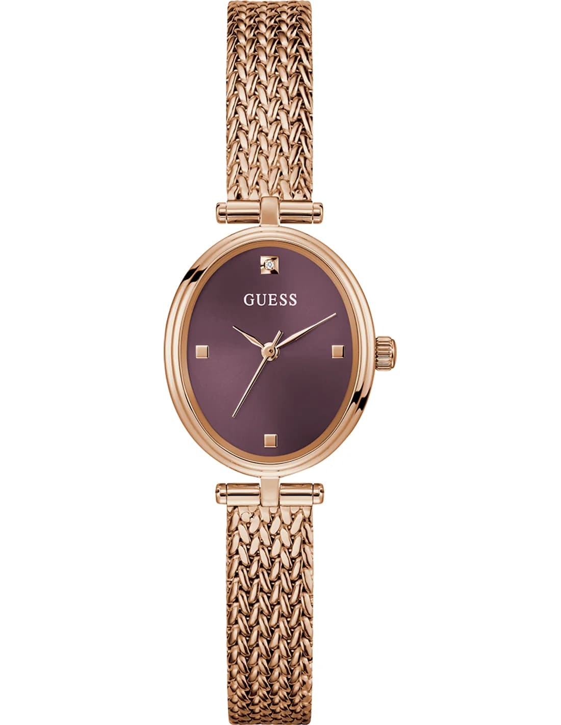 Montre femme Guess GW0935L3, cadran bordeaux sur bracelet maille milanaise