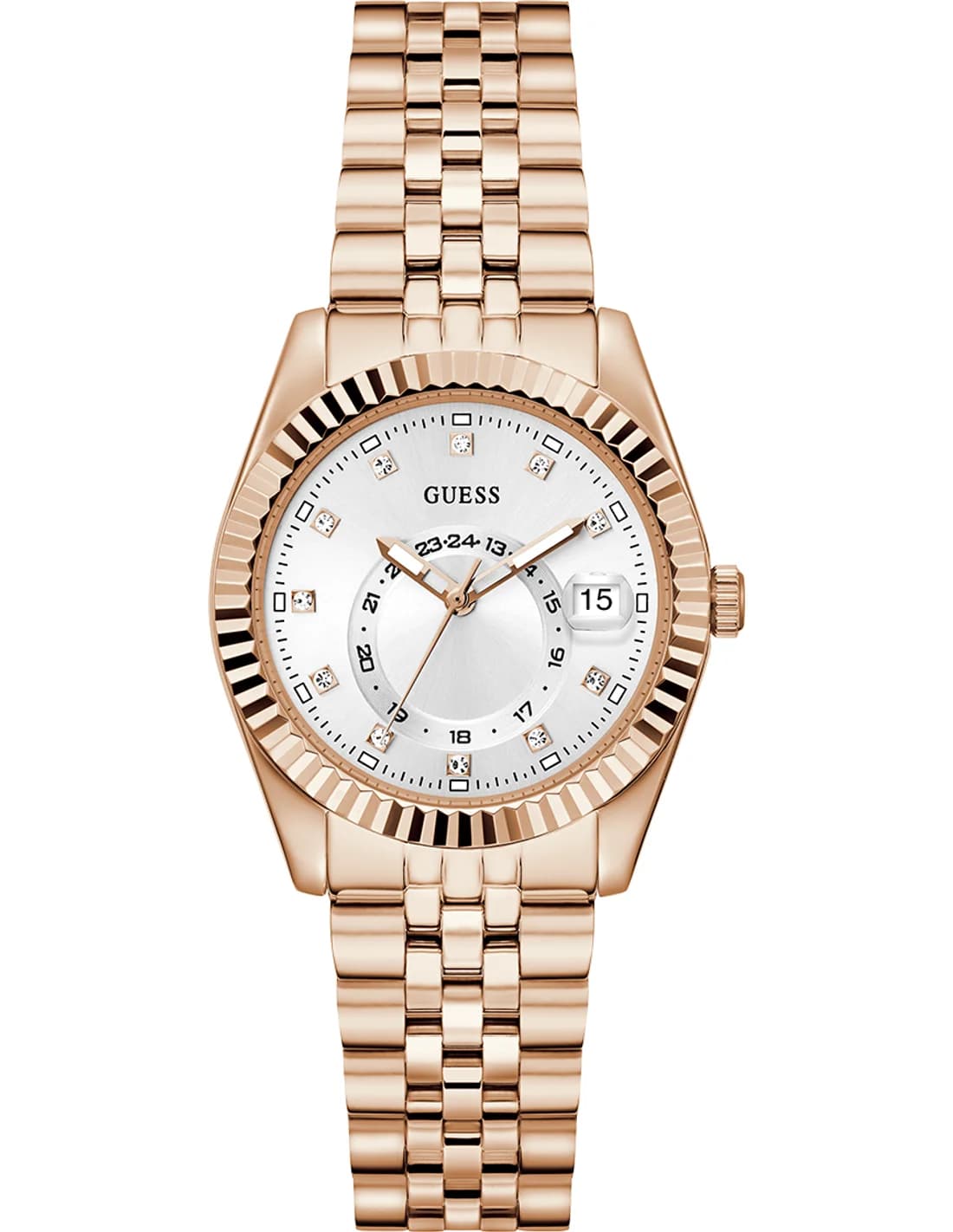 Montre femme Guess GW0936L4, au cadran blanc et bracelet acier