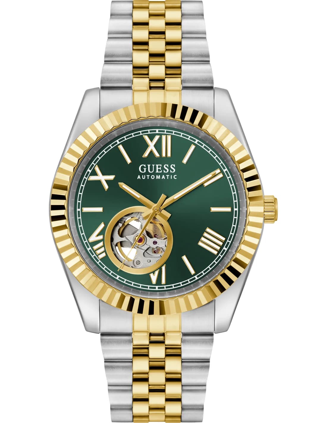 Montre homme Guess GW0984G4, au cadran vert sur bracelet acier