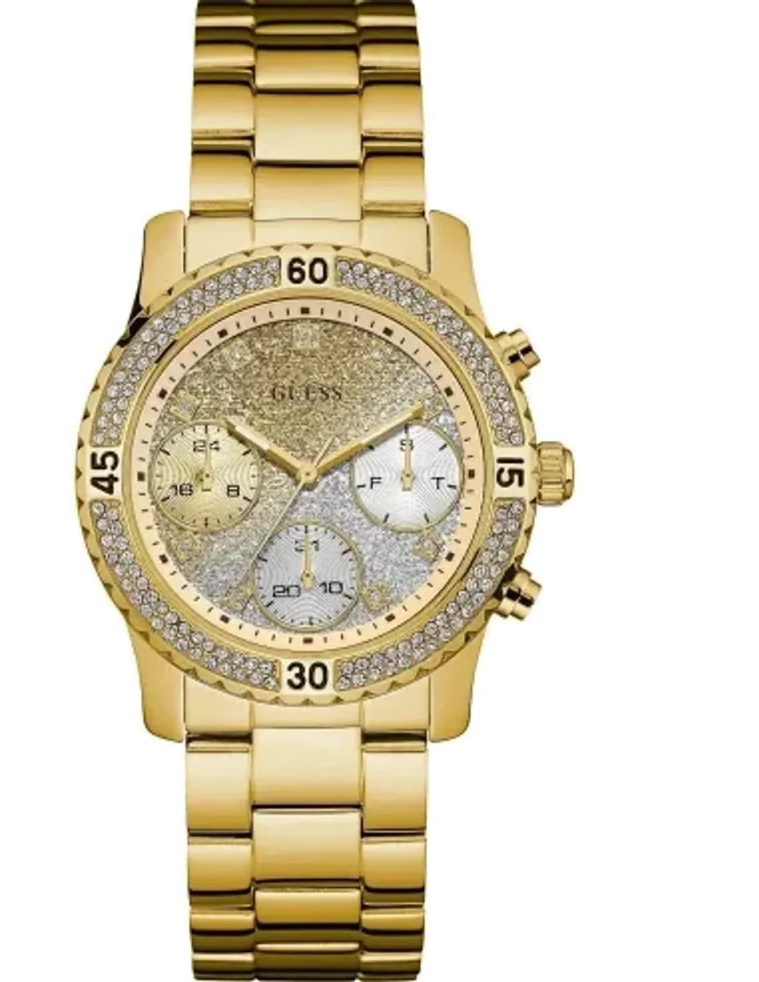 Montre Femme Guess W0774L5 en acier doré jaune et cristaux