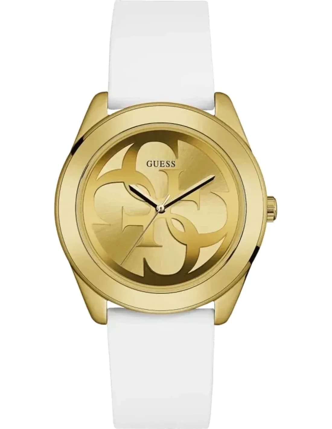 Montre Guess W0911L7 Bracelet Silicone Blanc et Cadran Doré