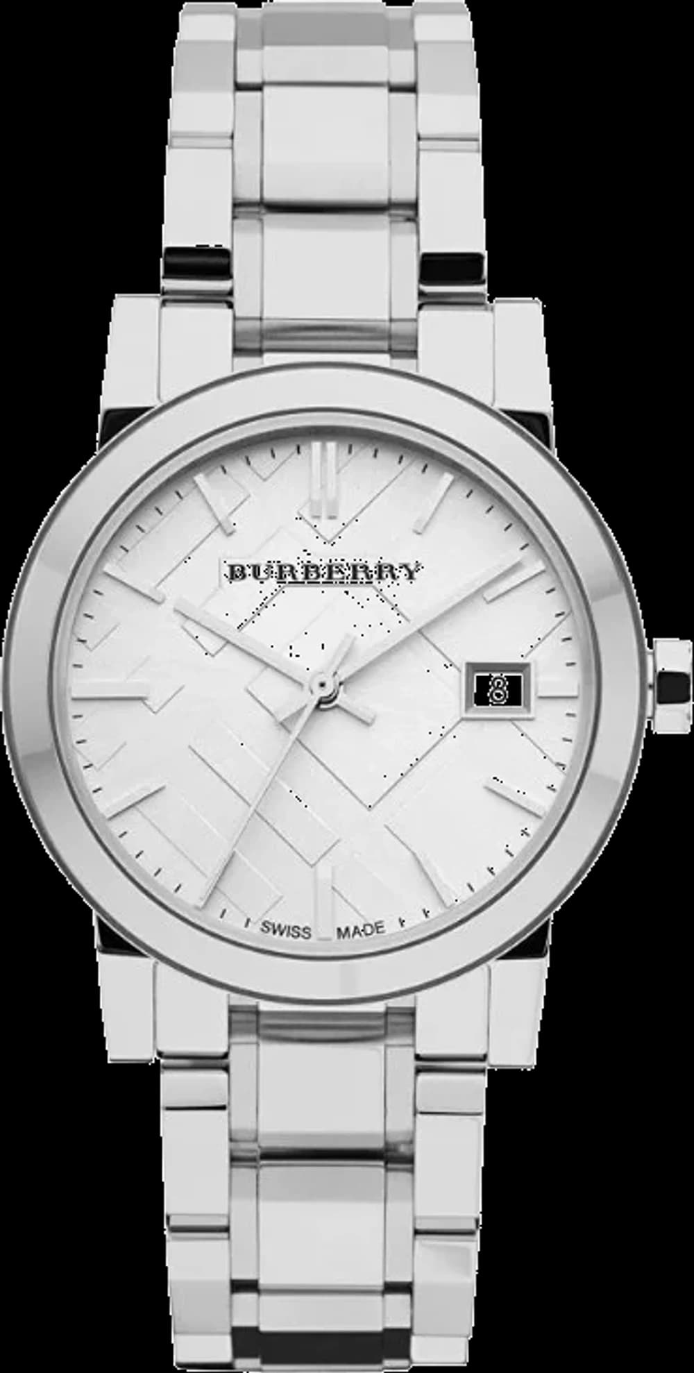 Montre femme Burberry BU9100, cadran argent sur bracelet acier