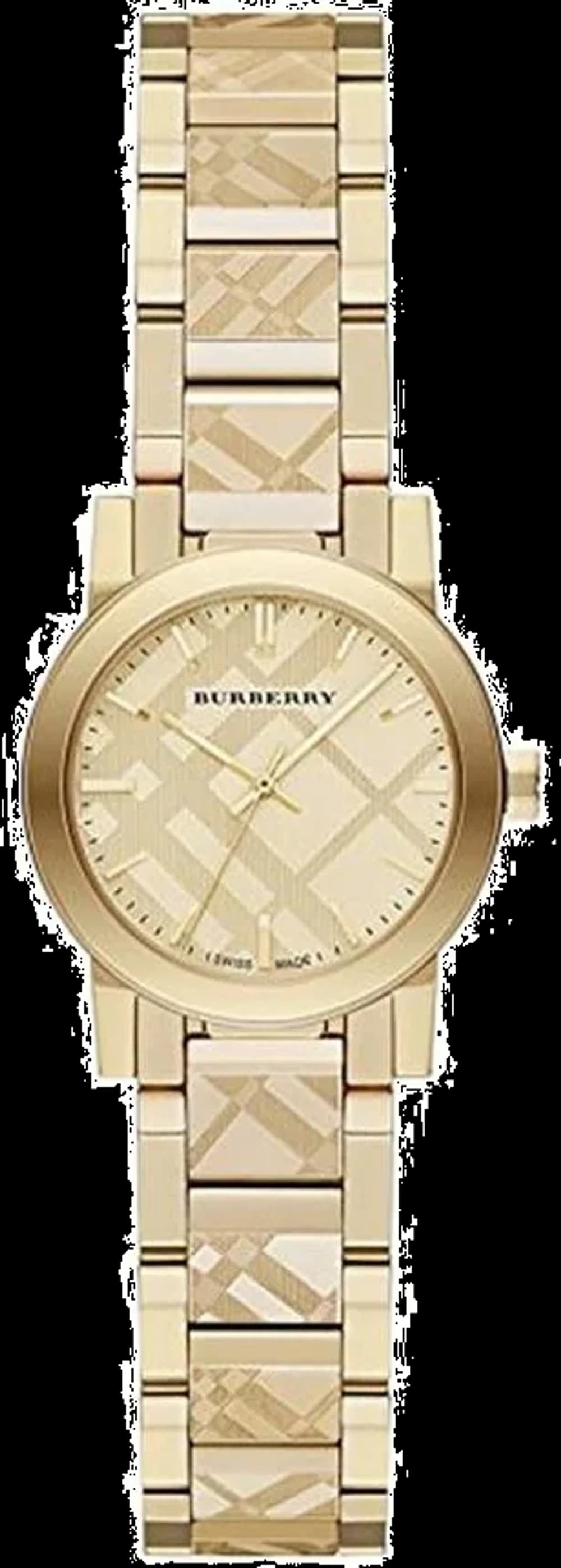 Montre femme Burberry BU9234, cadran or sur bracelet acier doré